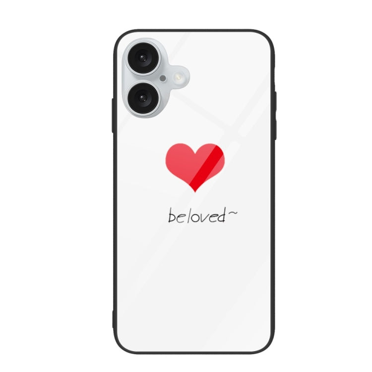 For iPhone 16 Colorful Painted Glass Phone Case(Red Heart) - iPhone 16 Cases by buy2fix | Online Shopping UK | buy2fix