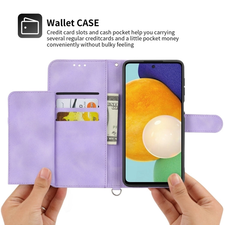 For Xiaomi 14 Skin-feel Flowers Embossed Wallet Leather Phone Case(Purple) - 14 Cases by buy2fix | Online Shopping UK | buy2fix