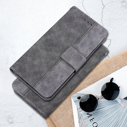 For iPhone 16 Geometric Embossed Leather Phone Case(Grey) - iPhone 16 Cases by buy2fix | Online Shopping UK | buy2fix