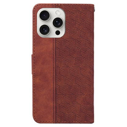 For iPhone 16 Pro Max Geometric Embossed Leather Phone Case(Brown) - iPhone 16 Pro Max Cases by buy2fix | Online Shopping UK | buy2fix