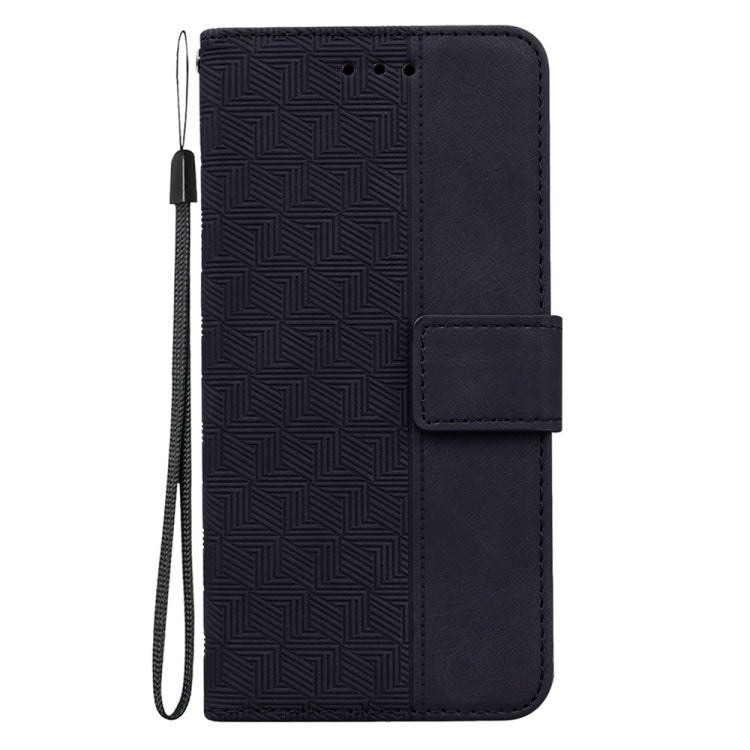 For Motorola Edge 2024 Geometric Embossed Leather Phone Case(Black) - Motorola Cases by buy2fix | Online Shopping UK | buy2fix