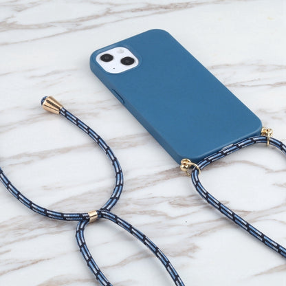 For iPhone 16 Pro Wheat Straw TPU Shockproof Phone Case with Neck Lanyard(Blue) - iPhone 16 Pro Cases by buy2fix | Online Shopping UK | buy2fix