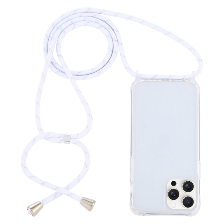 For iPhone 16 Pro Max Transparent Acrylic Airbag Shockproof Phone Protective Case with Lanyard(White Gold) - iPhone 16 Pro Max Cases by buy2fix | Online Shopping UK | buy2fix