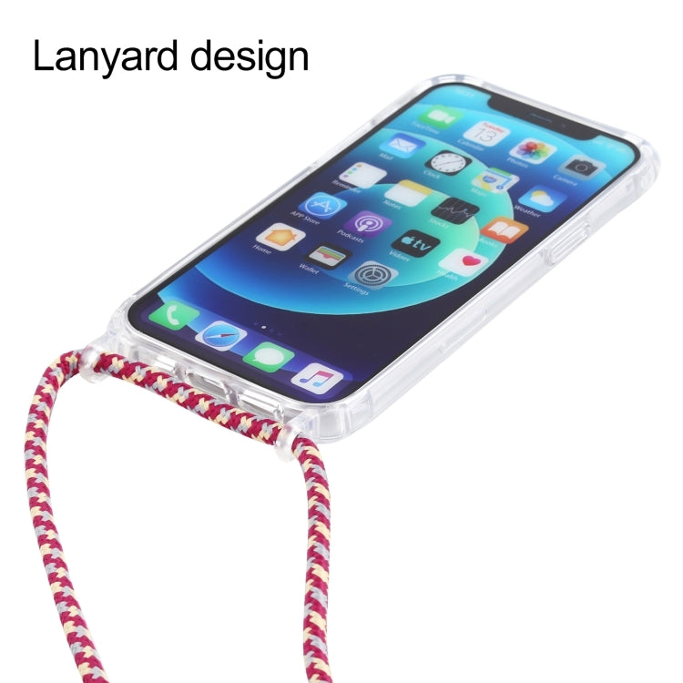 For iPhone 16 Pro Transparent Acrylic Airbag Shockproof Phone Protective Case with Lanyard(Claret) - iPhone 16 Pro Cases by buy2fix | Online Shopping UK | buy2fix