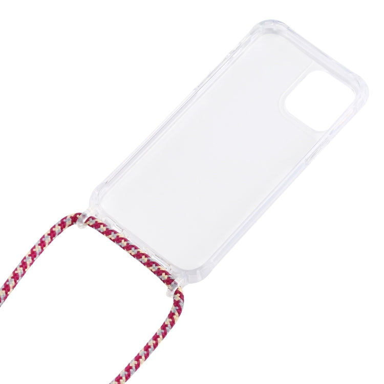 For iPhone 16 Pro Transparent Acrylic Airbag Shockproof Phone Protective Case with Lanyard(Red Black) - iPhone 16 Pro Cases by buy2fix | Online Shopping UK | buy2fix