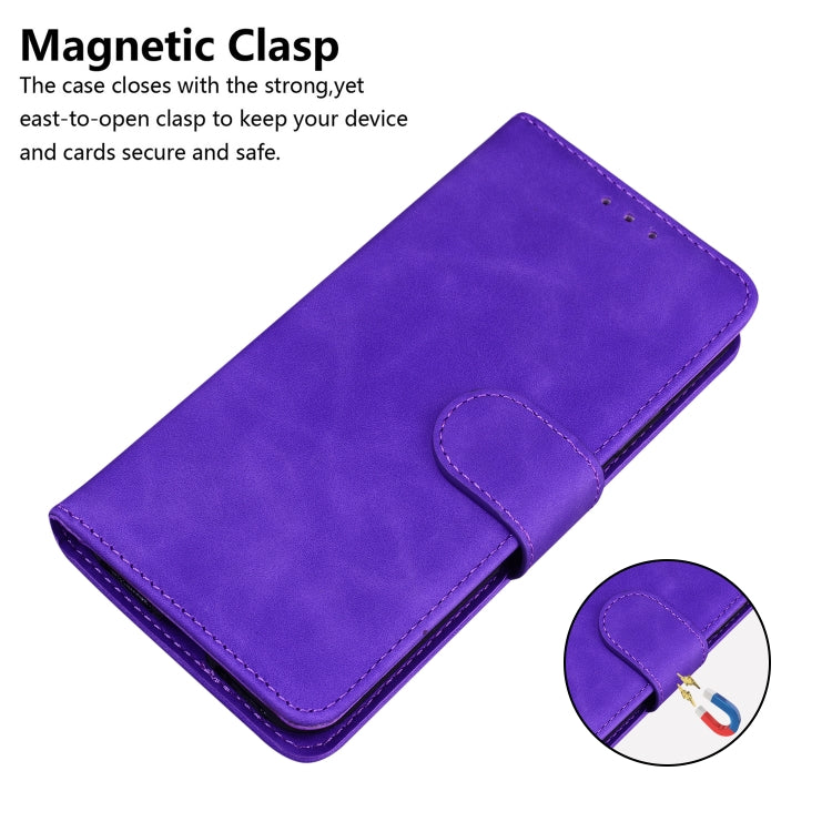 For Xiaomi Poco M6 Pro 4G Skin Feel Pure Color Flip Leather Phone Case(Purple) - Xiaomi Cases by buy2fix | Online Shopping UK | buy2fix