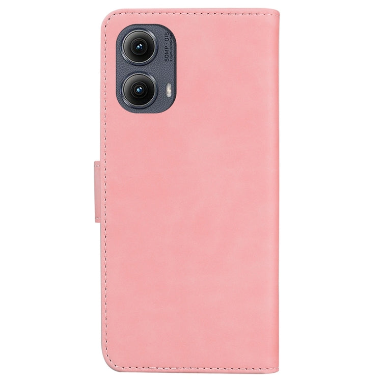 For Motorola Edge 2024 Skin Feel Pure Color Flip Leather Phone Case(Pink) - Motorola Cases by buy2fix | Online Shopping UK | buy2fix