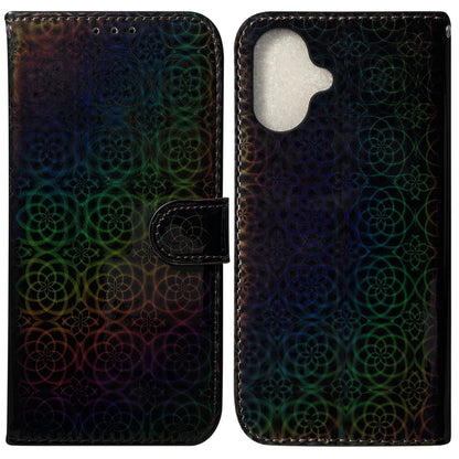 For iPhone 16 Plus Colorful Magnetic Buckle Leather Phone Case(Black) - iPhone 16 Plus Cases by buy2fix | Online Shopping UK | buy2fix