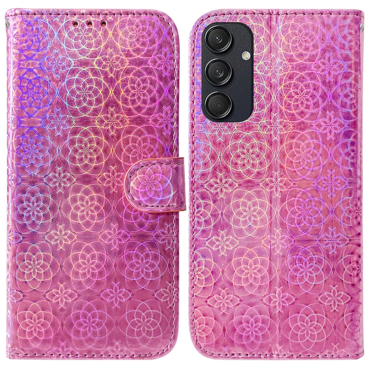 For Samsung Galaxy M55 Colorful Magnetic Buckle Leather Phone Case(Pink) - Galaxy Phone Cases by buy2fix | Online Shopping UK | buy2fix