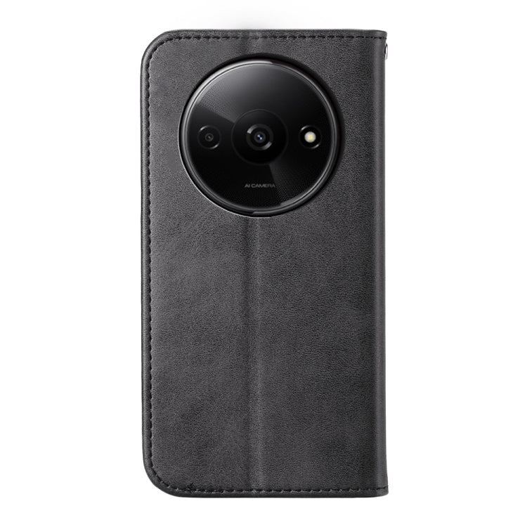 For Xiaomi Redmi A3 Cubic Grid Calf Texture Magnetic Leather Phone Case(Black) - Xiaomi Cases by buy2fix | Online Shopping UK | buy2fix