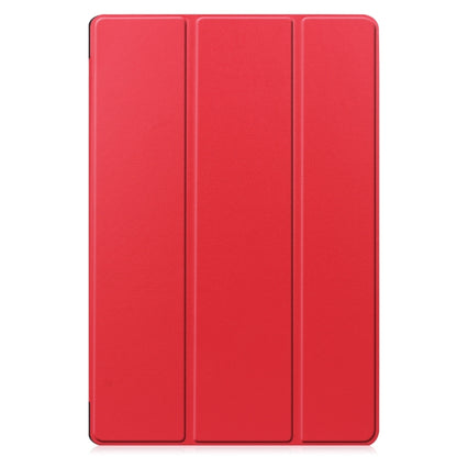 For Samsung Galaxy Tab S9 FE+ Custer Pure Color 3-Fold Holder Smart Leather Tablet Case(Red) - Galaxy Tab S9 FE+ by buy2fix | Online Shopping UK | buy2fix