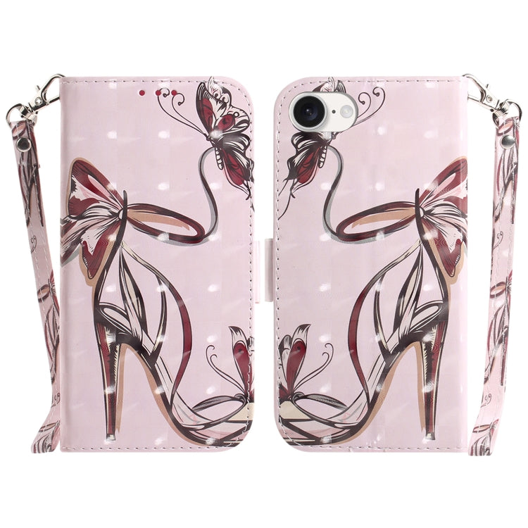 For iPhone SE 2024 3D Colored Horizontal Flip Leather Phone Case(Butterfly High-heeled) - More iPhone Cases by buy2fix | Online Shopping UK | buy2fix