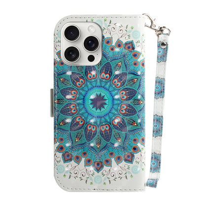 For iPhone 16 Pro Max 3D Colored Horizontal Flip Leather Phone Case(Peacock Wreath) - iPhone 16 Pro Max Cases by buy2fix | Online Shopping UK | buy2fix