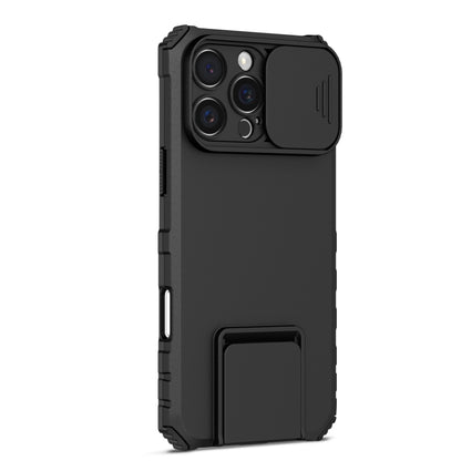 For iPhone 16 Pro Stereoscopic Holder Sliding Camshield Phone Case(Black) - iPhone 16 Pro Cases by buy2fix | Online Shopping UK | buy2fix