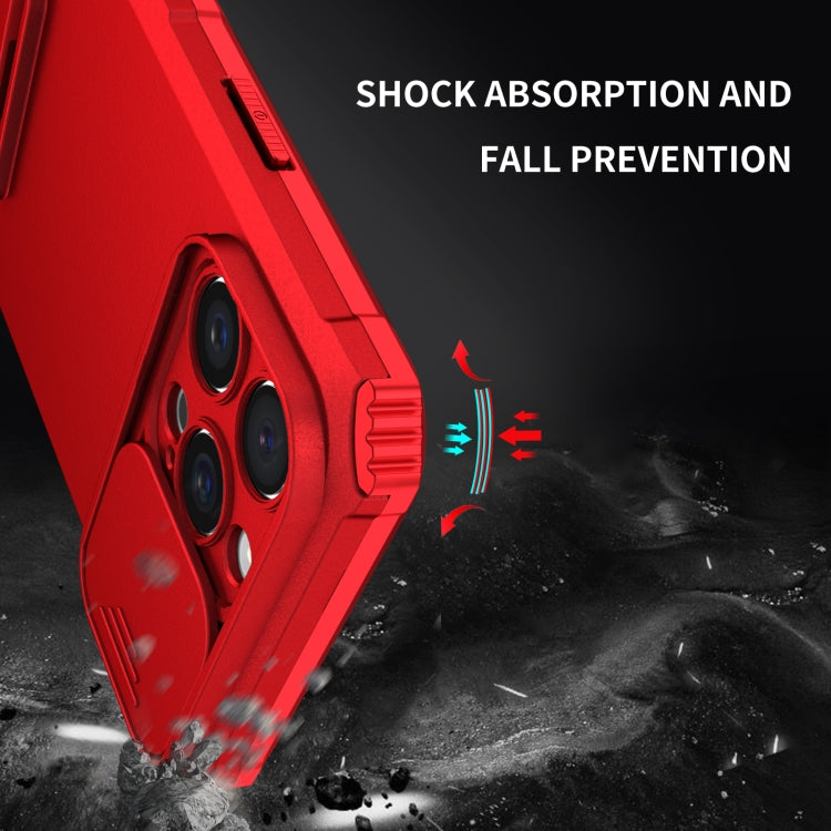 For iPhone 16 Pro Stereoscopic Holder Sliding Camshield Phone Case(Red) - iPhone 16 Pro Cases by buy2fix | Online Shopping UK | buy2fix