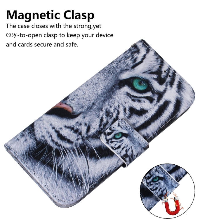 For iPhone 16 Coloured Drawing Flip Leather Phone Case(Tiger) - iPhone 16 Cases by buy2fix | Online Shopping UK | buy2fix