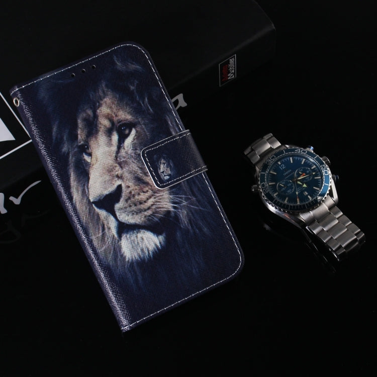 For iPhone 16 Coloured Drawing Flip Leather Phone Case(Lion) - iPhone 16 Cases by buy2fix | Online Shopping UK | buy2fix