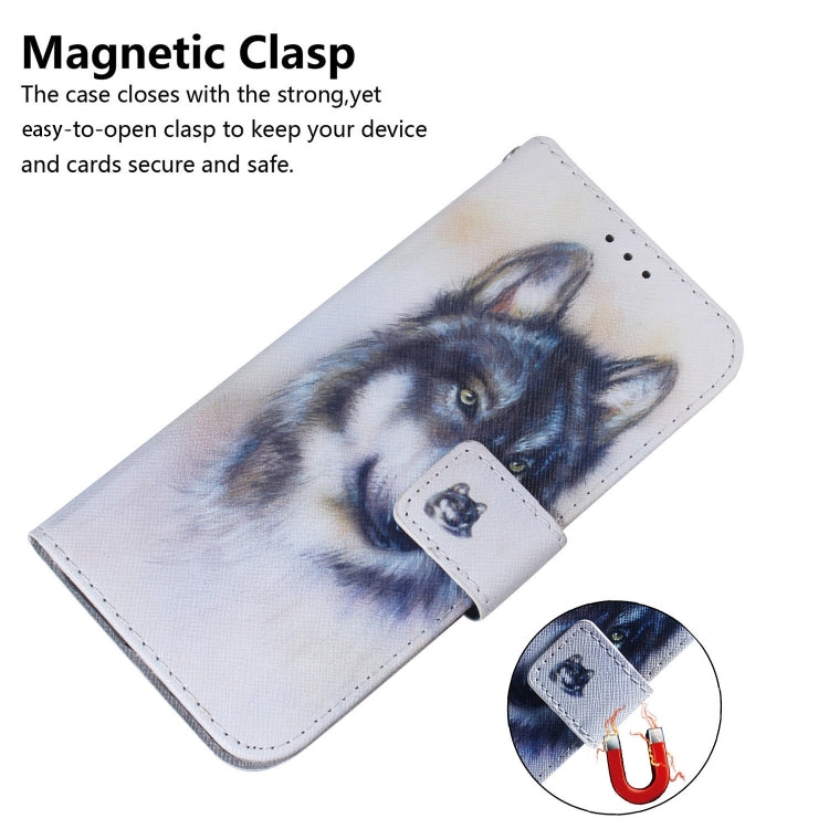 For iPhone 16 Plus Coloured Drawing Flip Leather Phone Case(White Wolf) - iPhone 16 Plus Cases by buy2fix | Online Shopping UK | buy2fix