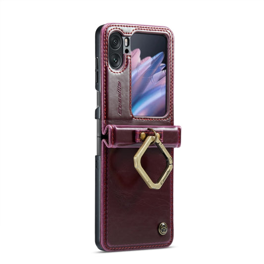 For OPPO Find N2 Flip CaseMe 003 Crazy Horse Texture Leather Phone Case with Ring Holder(Red) - Find N2 Flip Cases by CaseMe | Online Shopping UK | buy2fix