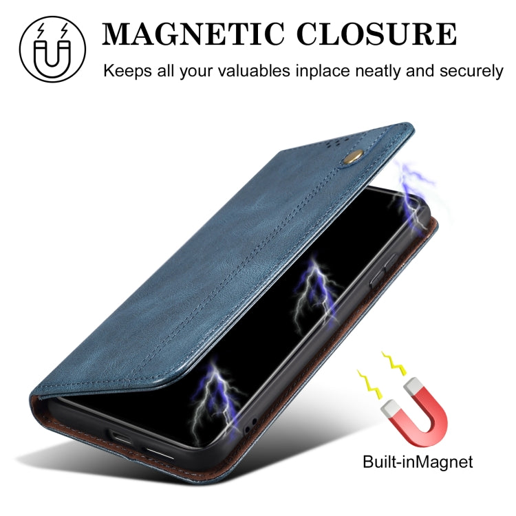 For iPhone 16 Oil Wax Crazy Horse Texture Leather Phone Case(Blue) - iPhone 16 Cases by buy2fix | Online Shopping UK | buy2fix