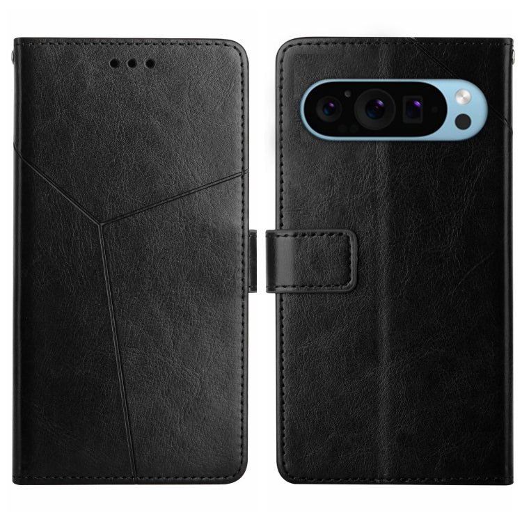 For Google Pixel 9 Y-shaped Pattern Flip Leather Phone Case(Black) - Google Cases by buy2fix | Online Shopping UK | buy2fix