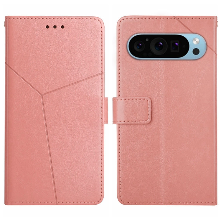 For Google Pixel 9 Y-shaped Pattern Flip Leather Phone Case(Pink) - Google Cases by buy2fix | Online Shopping UK | buy2fix