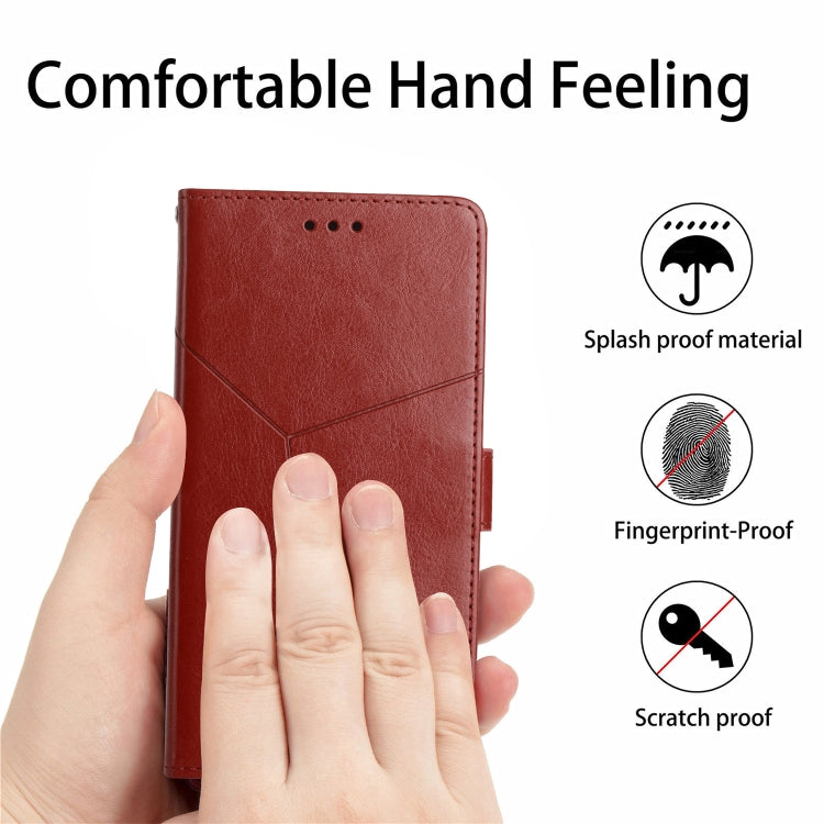 For Google Pixel 9 Pro Y-shaped Pattern Flip Leather Phone Case(Brown) - Google Cases by buy2fix | Online Shopping UK | buy2fix