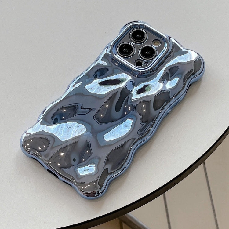 For iPhone 16 Pro Wave Bubbles TPU Phone Case(Painted Blue) - iPhone 16 Pro Cases by buy2fix | Online Shopping UK | buy2fix