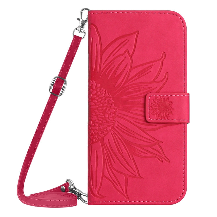 For Google Pixel 9 Pro Skin Feel Sun Flower Embossed Flip Leather Phone Case with Lanyard(Rose Red) - Google Cases by buy2fix | Online Shopping UK | buy2fix