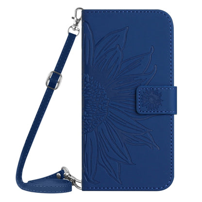 For Google Pixel 9 Skin Feel Sun Flower Embossed Flip Leather Phone Case with Lanyard(Dark Blue) - Google Cases by buy2fix | Online Shopping UK | buy2fix