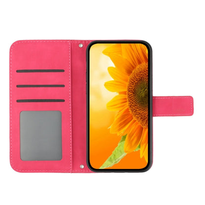 For Google Pixel 9 Skin Feel Sun Flower Embossed Flip Leather Phone Case with Lanyard(Rose Red) - Google Cases by buy2fix | Online Shopping UK | buy2fix