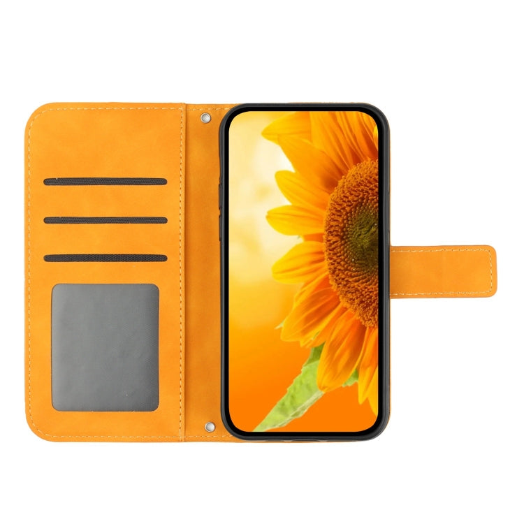 For Google Pixel 9 Pro XL Skin Feel Sun Flower Embossed Flip Leather Phone Case with Lanyard(Yellow) - Google Cases by buy2fix | Online Shopping UK | buy2fix