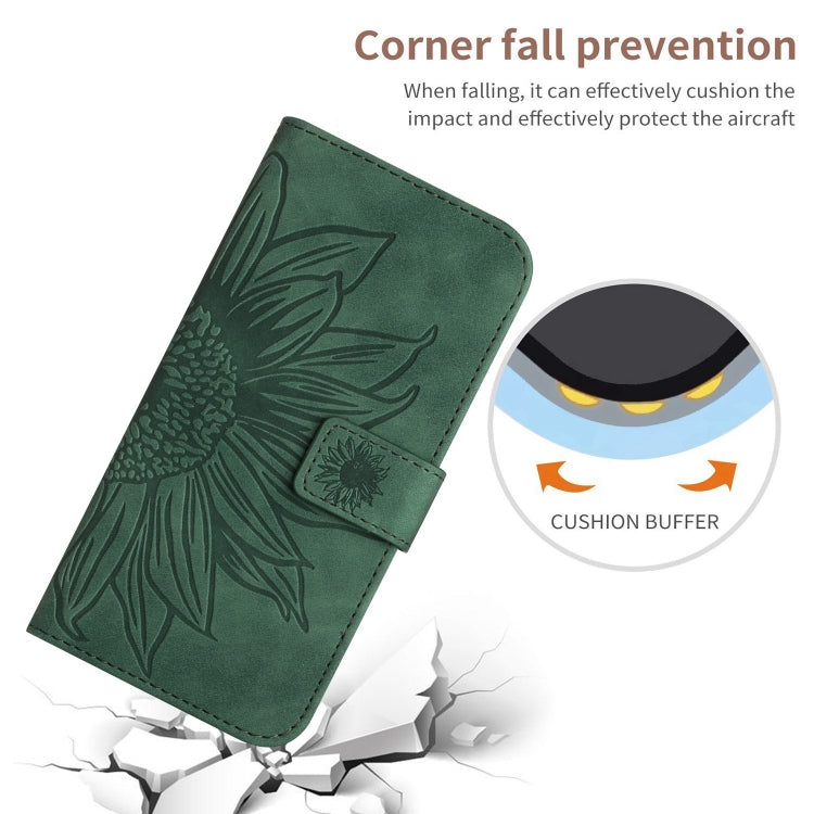 For Google Pixel 9 Pro XL Skin Feel Sun Flower Embossed Flip Leather Phone Case with Lanyard(Green) - Google Cases by buy2fix | Online Shopping UK | buy2fix