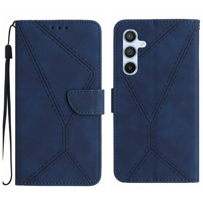 For Samsung Galaxy M34 5G Stitching Embossed Leather Phone Case(Blue) - Galaxy Phone Cases by buy2fix | Online Shopping UK | buy2fix