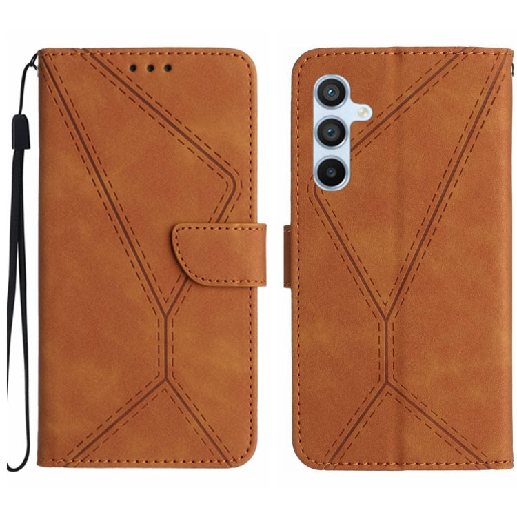 For Samsung Galaxy S24 5G Stitching Embossed Leather Phone Case(Brown) - Galaxy S24 5G Cases by buy2fix | Online Shopping UK | buy2fix