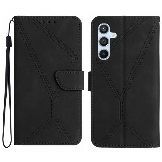 For Samsung Galaxy A55 5G Stitching Embossed Leather Phone Case(Black) - Galaxy Phone Cases by buy2fix | Online Shopping UK | buy2fix