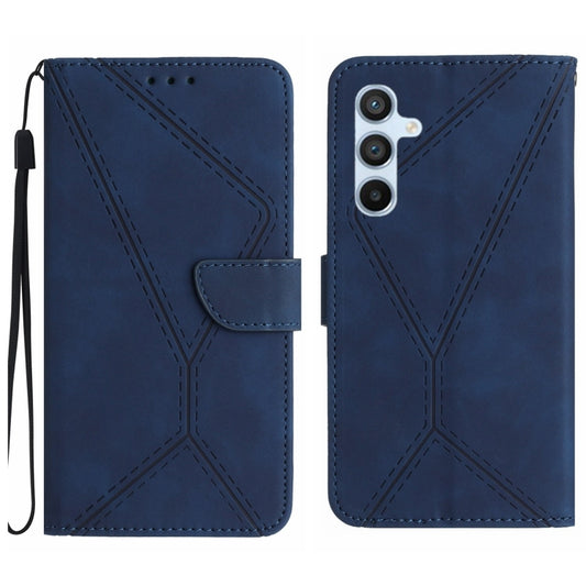 For Samsung Galaxy A55 5G Stitching Embossed Leather Phone Case(Blue) - Galaxy Phone Cases by buy2fix | Online Shopping UK | buy2fix