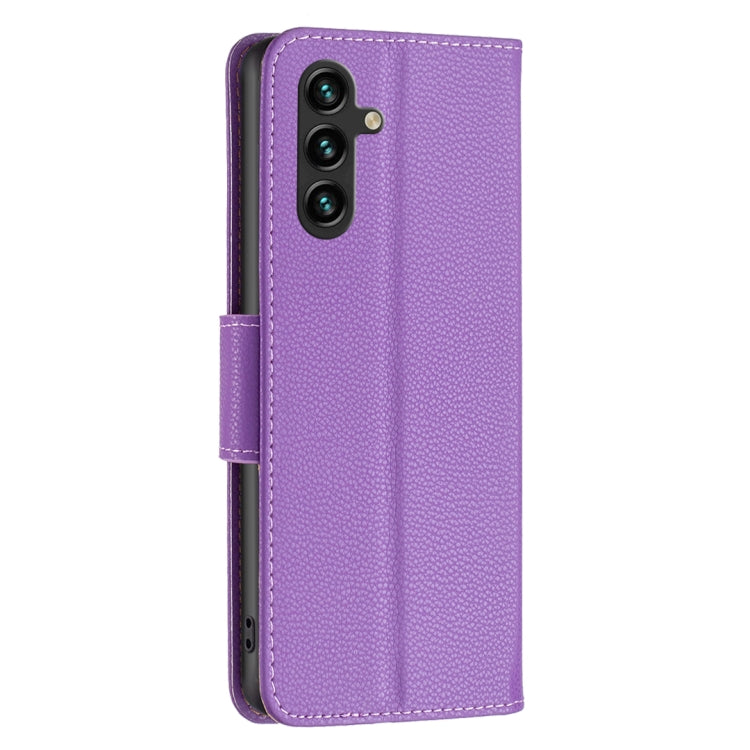 For Samsung Galaxy A35 Litchi Texture Pure Color Flip Leather Phone Case(Purple) - Galaxy Phone Cases by buy2fix | Online Shopping UK | buy2fix