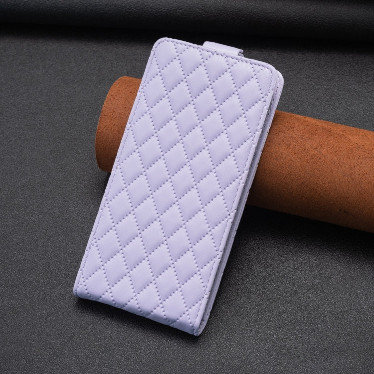 For iPhone 16 Pro Diamond Lattice Vertical Flip Leather Phone Case(Purple) - iPhone 16 Pro Cases by buy2fix | Online Shopping UK | buy2fix