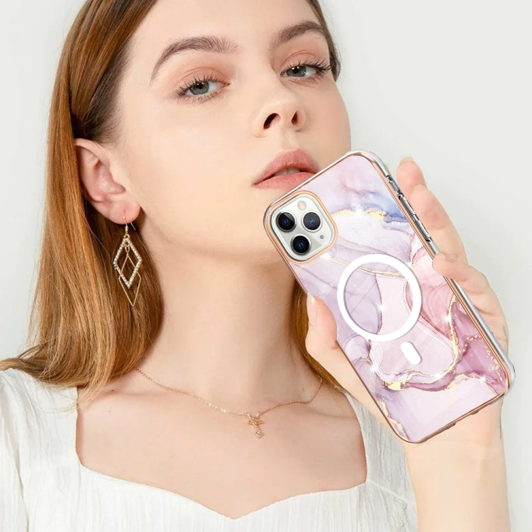 For iPhone 11 Pro Max Marble Pattern Dual-side IMD Magsafe TPU Phone Case(Rose Gold 005) - iPhone 11 Pro Max Cases by buy2fix | Online Shopping UK | buy2fix