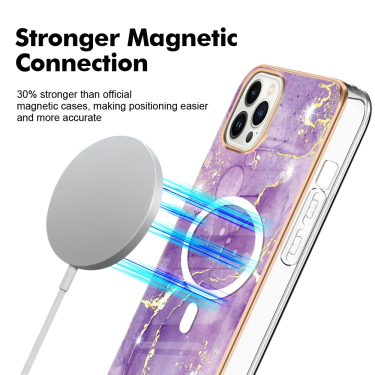 For iPhone 13 Pro Marble Pattern Dual-side IMD Magsafe TPU Phone Case(Purple 002) - iPhone 13 Pro Cases by buy2fix | Online Shopping UK | buy2fix