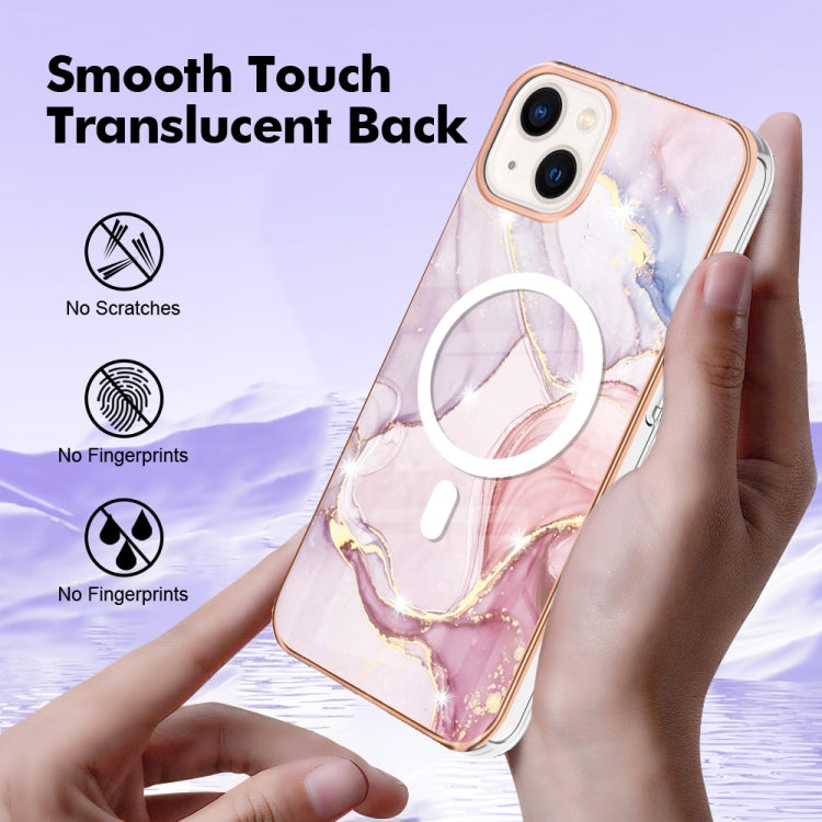 For iPhone 15 Marble Pattern Dual-side IMD Magsafe TPU Phone Case(Rose Gold 005) - iPhone 15 Cases by buy2fix | Online Shopping UK | buy2fix