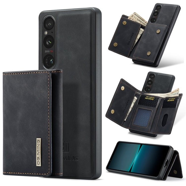 For Sony Xperia 1 VI DG.MING M1 Series 3-Fold Multi Card Wallet + Magnetic Phone Case(Black) - Sony Cases by DG.MING | Online Shopping UK | buy2fix