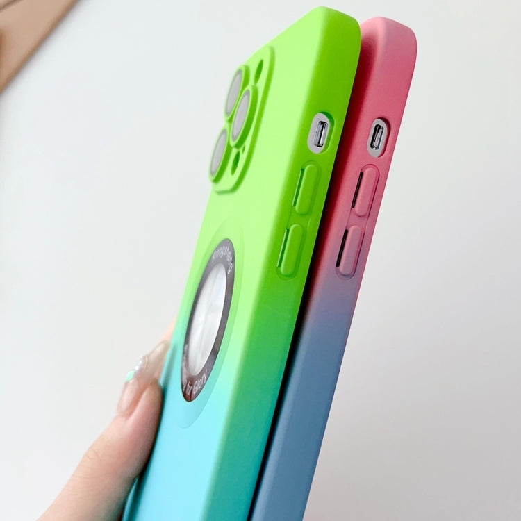 For iPhone 12 Two-color Gradient MagSafe TPU Phone Case(Pink+Blue) - iPhone 12 / 12 Pro Cases by buy2fix | Online Shopping UK | buy2fix