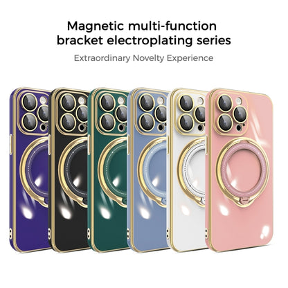 For iPhone 12 Pro Max Multifunction Electroplating MagSafe Holder Phone Case(Blue) - iPhone 12 Pro Max Cases by buy2fix | Online Shopping UK | buy2fix