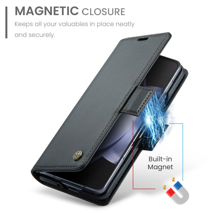 For Samsung Galaxy Z Fold5 CaseMe 023 Butterfly Buckle Litchi Texture RFID Anti-theft Leather Phone Case(Black) - Galaxy Z Fold5 Cases by CaseMe | Online Shopping UK | buy2fix