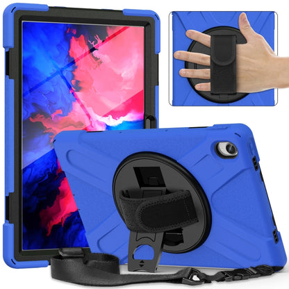 For Lenovo Tab P11 Silicone Hybrid PC Tablet Case with Grip & Shoulder Strap(Blue) - Lenovo by buy2fix | Online Shopping UK | buy2fix