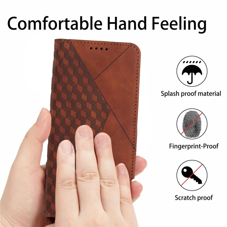 For Samsung Galaxy S24+ Diamond Splicing Skin Feel Magnetic Leather Phone Case(Brown) - Galaxy S24+ 5G Cases by buy2fix | Online Shopping UK | buy2fix