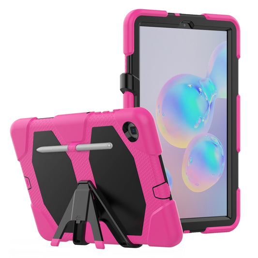 For Samsung Galaxy Tab S6 Lite P610 Shockproof Colorful Silicon + PC Protective Case with Holder & Pen Slot(Rose Red) - Tab S6 Lite P610 / P615 by buy2fix | Online Shopping UK | buy2fix