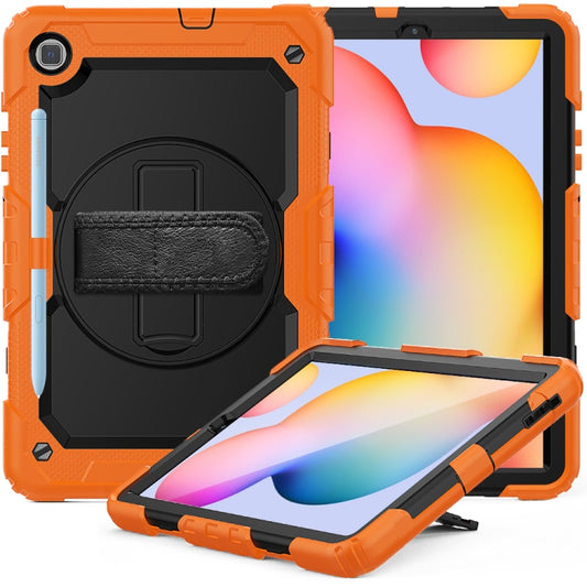 For Samsung Galaxy Tab S6 Lite P610 Shockproof Colorful Silicone + PC Protective Case with Holder & Shoulder Strap & Hand Strap & Pen Slot(Orange) - Tab S6 Lite P610 / P615 by buy2fix | Online Shopping UK | buy2fix